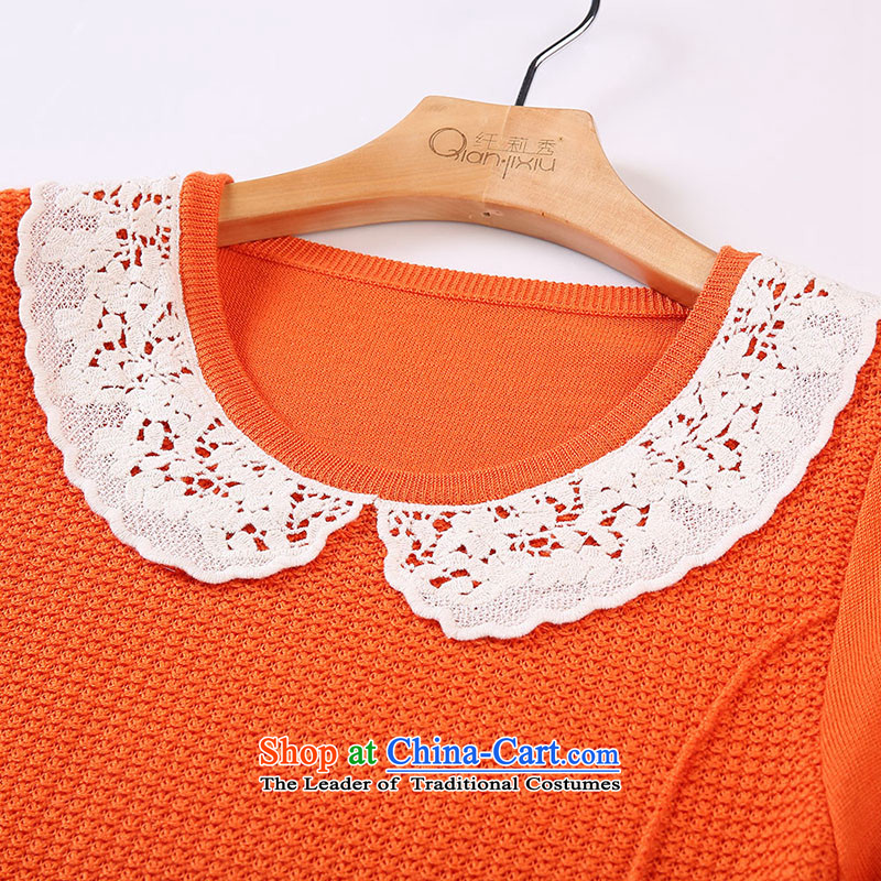 The former Yugoslavia Li Sau 2014 autumn and winter new larger female lace dolls, forming the basis for the Netherlands in long knitted sweaters Q5922 3XL, Orange Small Li Sau-shopping on the Internet has been pressed.