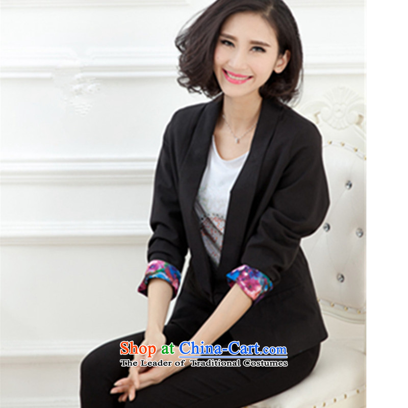 2015 Autumn jackets new small business suit Female spring and autumn large decorated in the body of the girl long Korean casual clothing extra women fall to intensify the thick mm black XXXXL, smity minor shopping on the Internet has been pressed.