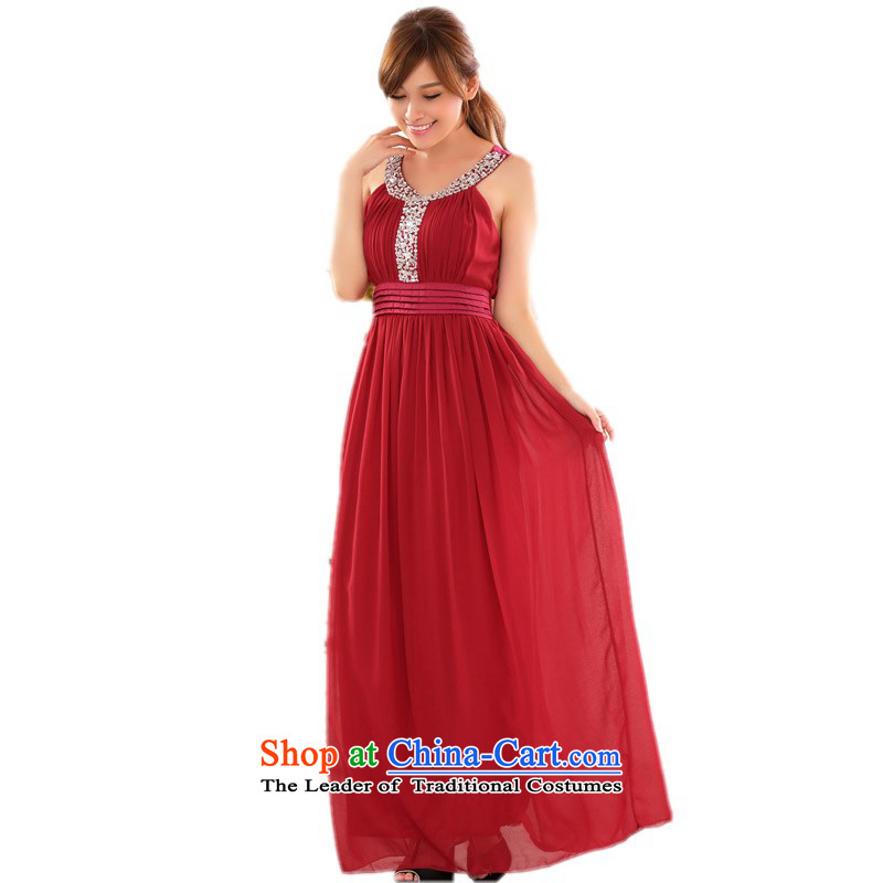 The land is still of Yi Package Mail female long skirt the new Western Wind 2015 sophisticated light drill collars vest skirt the ventricular hypertrophy code aristocratic ladies chiffon dress code are about red petticoat 90-115 catty