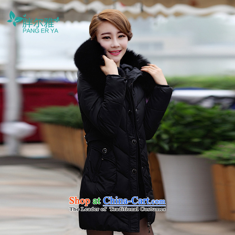 Thick mm larger women 2015 winter new Korean version of luxury for thick video thin-Nagymaros warm feather cotton coat female black jacket XXXXL, thick Ljubljana shopping on the Internet has been pressed.