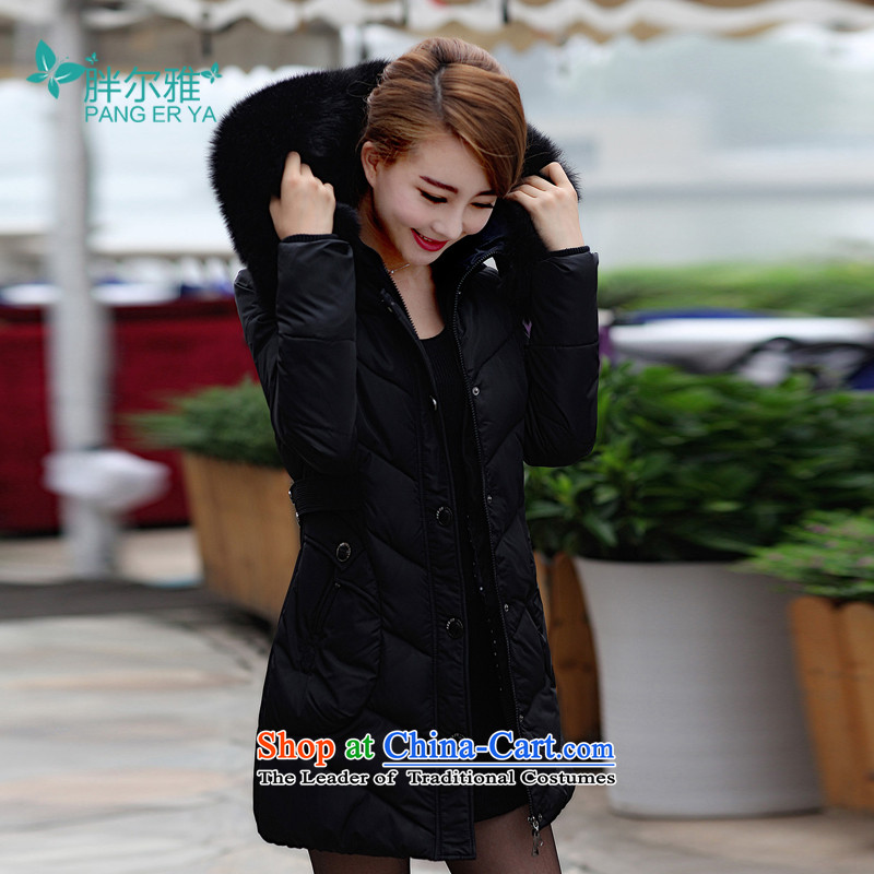 Thick mm larger women 2015 winter new Korean version of luxury for thick video thin-Nagymaros warm feather cotton coat female black jacket XXXXL, thick Ljubljana shopping on the Internet has been pressed.