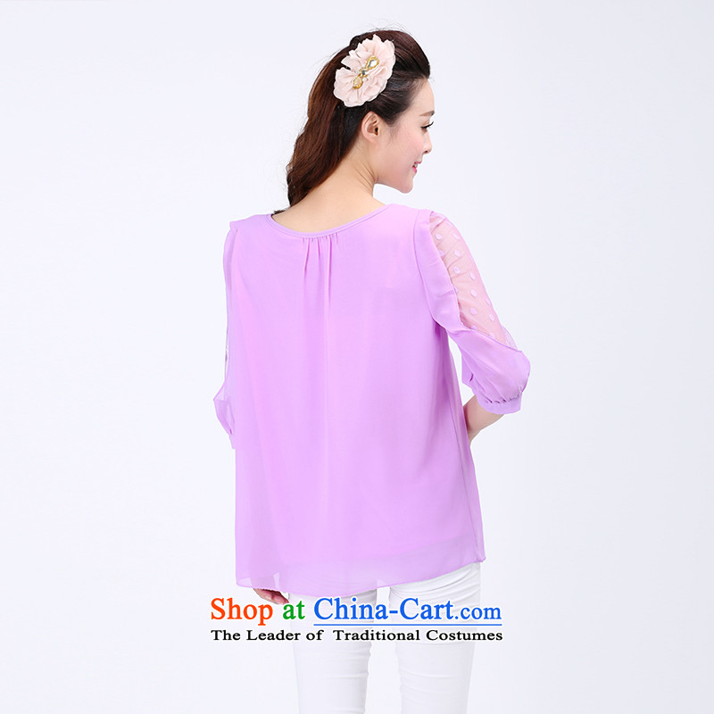Luo Shani flower code t-shirt female short-sleeved T-shirt chiffon relaxd thick sister Summer 6775 blouses 6XL pattern cold comfort, Shani Flower (D'oro) sogni shopping on the Internet has been pressed.