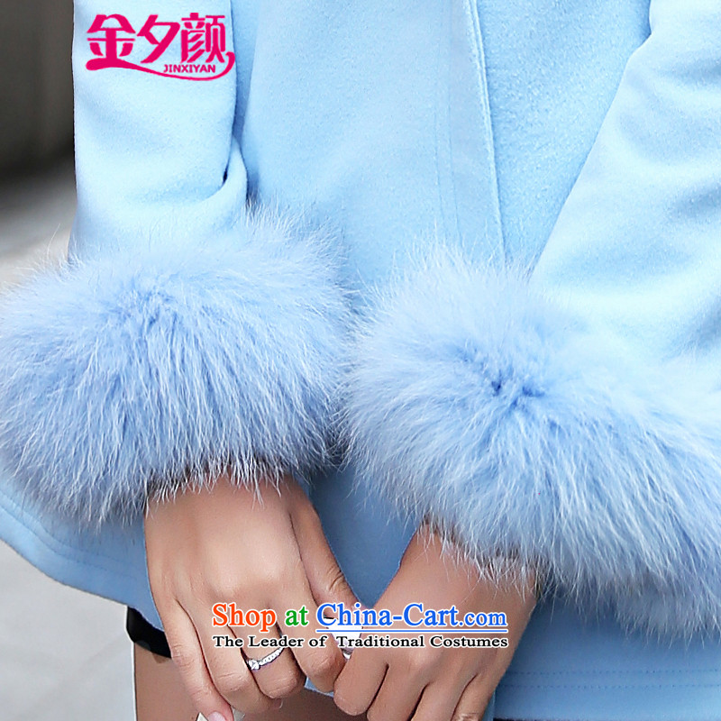 Kim precarious Ngan 2015 Fall/Winter Collections new Korean women in loose fit long sleeve cuffs gross? coats fox 8885 Lake blue , L, Kim overnight Mr NGAN has been pressed shopping on the Internet