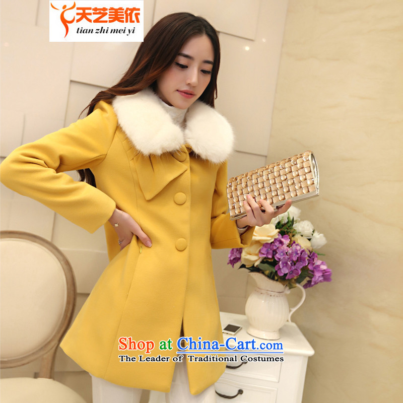 According to the 2014 days Ji-mi single row deduction for Sau San temperament goats Nagymaros Maomao jacket female 8707 Yellow? , L, day (tianzhimeiyi Ji-mi) , , , shopping on the Internet