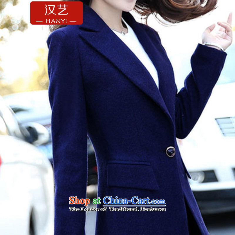Han-yi 2015 Fall/Winter Collections of new small wind Korean Heung-jacket in gross so long a wool coat women Sau San han bum navy , L, Han Yi , , , shopping on the Internet