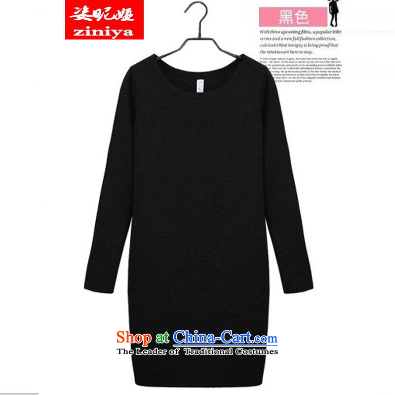 Gigi Lai Young Ah larger female Korean autumn to replace wear shirts xl thick mm thin skirts thick sister graphics plus lint-free warm long-sleeved black skirt?5XL