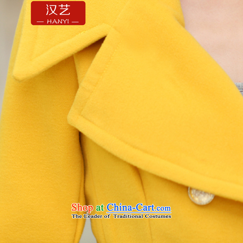 Han-yi 2015 autumn and winter new gross girls jacket? Long Korean Academy of double-wind-thick yellow blouse coats of Sau San , L, Han Yi , , , shopping on the Internet