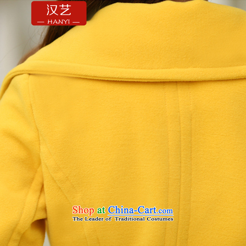 Han-yi 2015 autumn and winter new gross girls jacket? Long Korean Academy of double-wind-thick yellow blouse coats of Sau San , L, Han Yi , , , shopping on the Internet