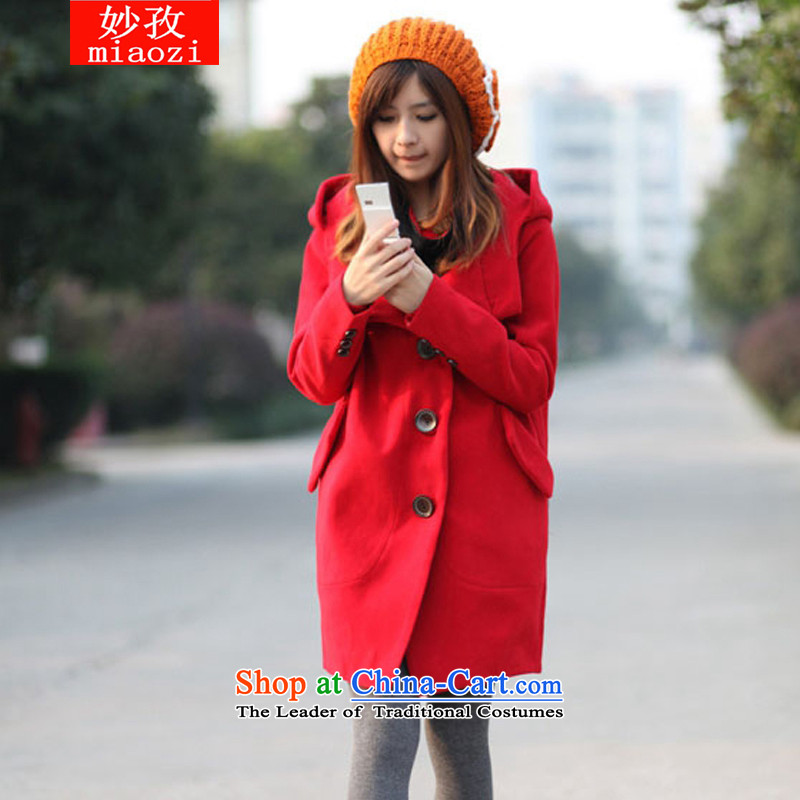 Mya Zi 2015 autumn and winter jackets large new women's gross? and coats cloak a wool coat in the long College wind jacket RED M, gross? Miu Zi , , , shopping on the Internet