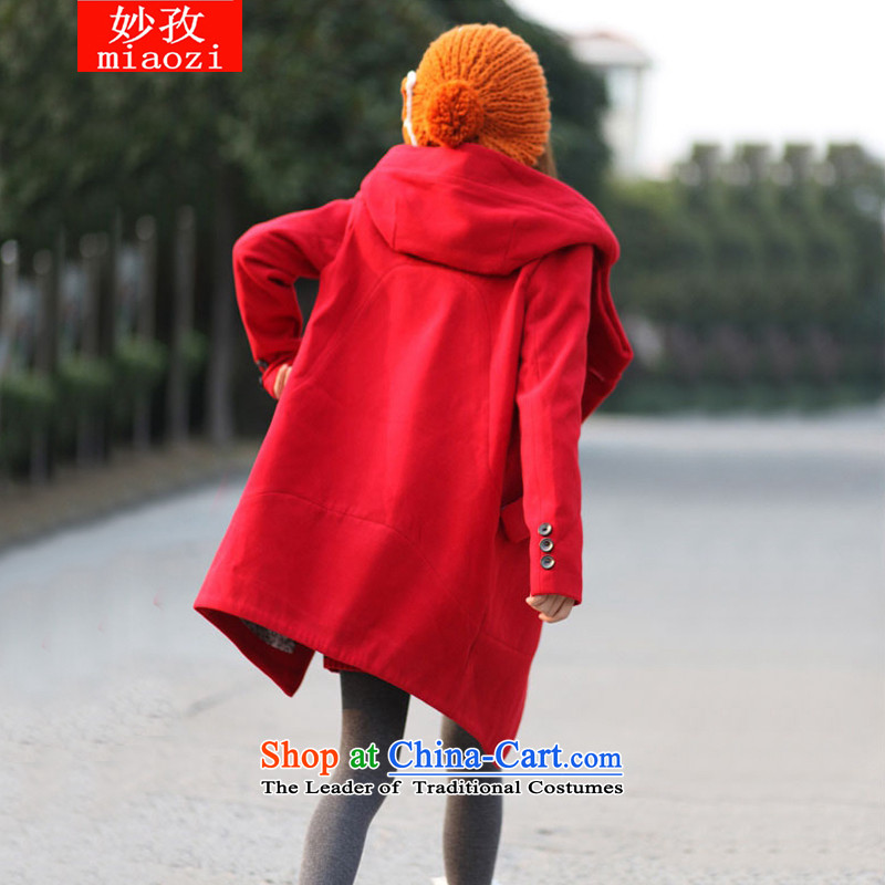 Mya Zi 2015 autumn and winter jackets large new women's gross? and coats cloak a wool coat in the long College wind jacket RED M, gross? Miu Zi , , , shopping on the Internet