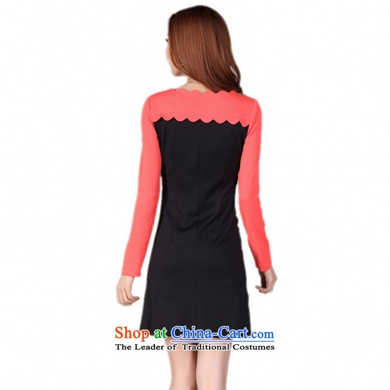 C.o.d. Package Mail to xl women's dresses Korean fashion OL commuter temperament spell color short skirts thick mm thin forming the Sau San skirts Graphics Black 4XL, land still El Yi shopping on the Internet has been pressed.
