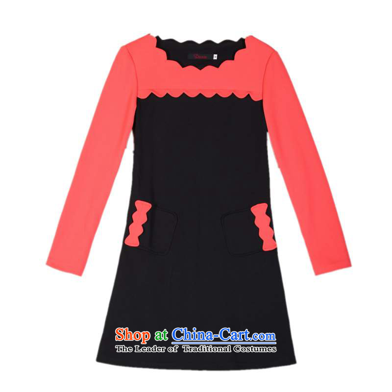 C.o.d. Package Mail to xl women's dresses Korean fashion OL commuter temperament spell color short skirts thick mm thin forming the Sau San skirts Graphics Black 4XL, land still El Yi shopping on the Internet has been pressed.