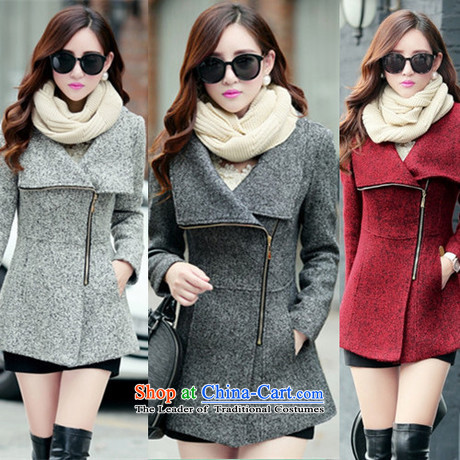 The Leung Of the  2014 Winter Angel new Korean lapel stylish zipper wool coat of Sau San? jacket A25 Red  L picture, prices, brand platters! The elections are supplied in the national character of distribution, so action, buy now enjoy more preferential! As soon as possible.