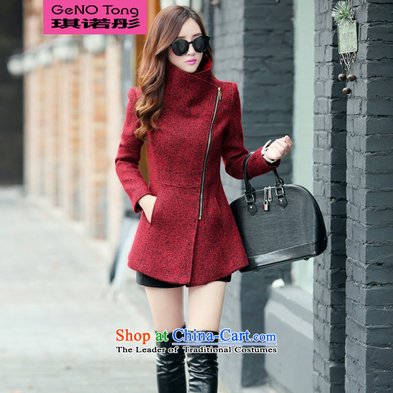 The Leung Of the  2014 Winter Angel new Korean lapel stylish zipper wool coat of Sau San? A25 red  , L, Qi jacket, Tung Shopping on the Internet has been pressed.