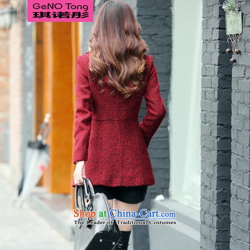 The Leung Of the  2014 Winter Angel new Korean lapel stylish zipper wool coat of Sau San? A25 red  , L, Qi jacket, Tung Shopping on the Internet has been pressed.
