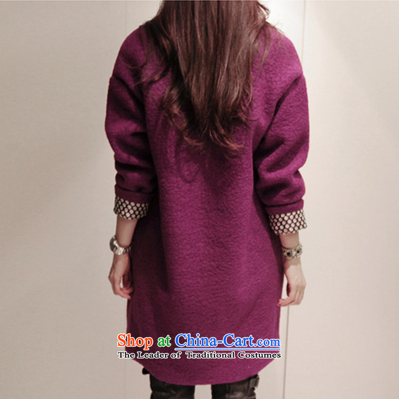 Even with the new 2015 Autumn Korean female loose fit in a simple long dark detained a wool coat gross WD001 jacket of purple? M even SHIJING () , , , shopping on the Internet