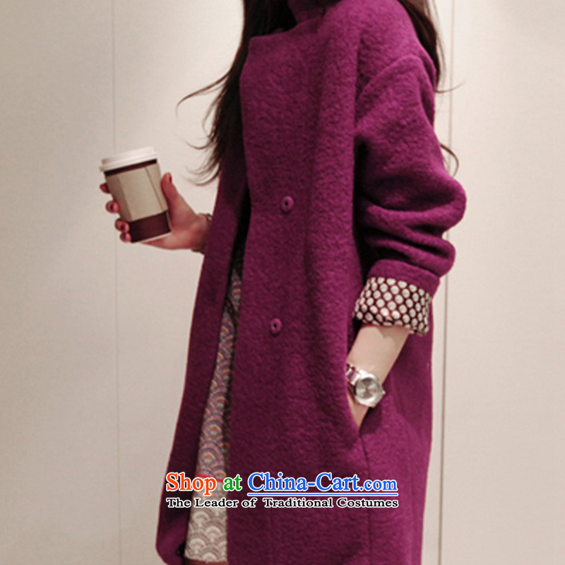 Even with the new 2015 Autumn Korean female loose fit in a simple long dark detained a wool coat gross WD001 jacket of purple? M even SHIJING () , , , shopping on the Internet