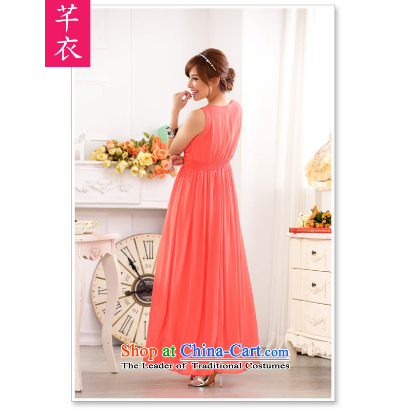 Kumabito xl women 2015 new noble hand-nails pearl western dinner mm thick appointments skirt sleeveless chiffon gown dresses orange 3XL 160-180, Constitution Yi shopping on the Internet has been pressed.