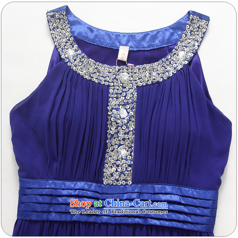 Xl Kumabito Women 2015 mm thick new Western wind round-neck collar to manually staple large bright pearl drill chiffon banquet gown dresses purple will 90-120, Constitution Yi shopping on the Internet has been pressed.