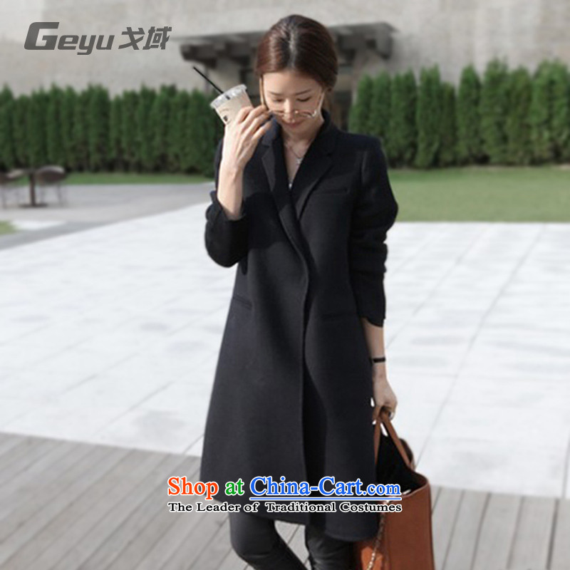 Golan _geyu domain_ 2015 autumn and winter in new long hair? jacket Korean female thick a Sau San video female thin blackS