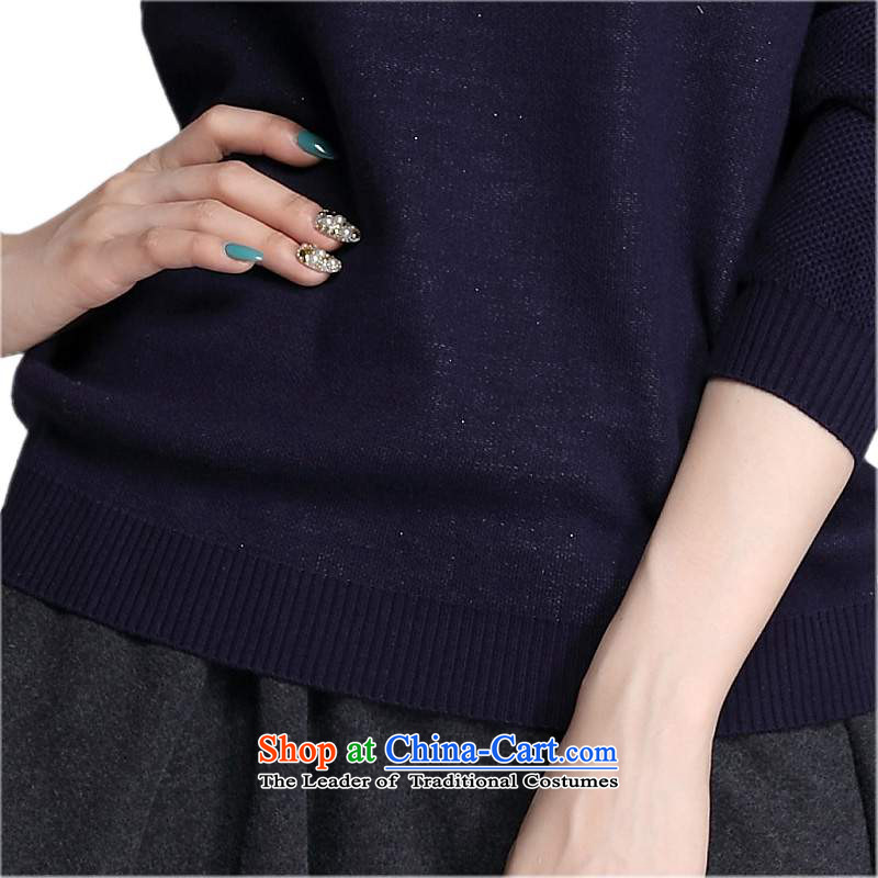 The package of ladies' knitted shirts mail Korean college wind lady to long-sleeved sweater xl swan stamp forming the T-shirt shirt leisure lady video thin dark blue T-shirt 3XL about 160-175, land is of Yi , , , shopping on the Internet
