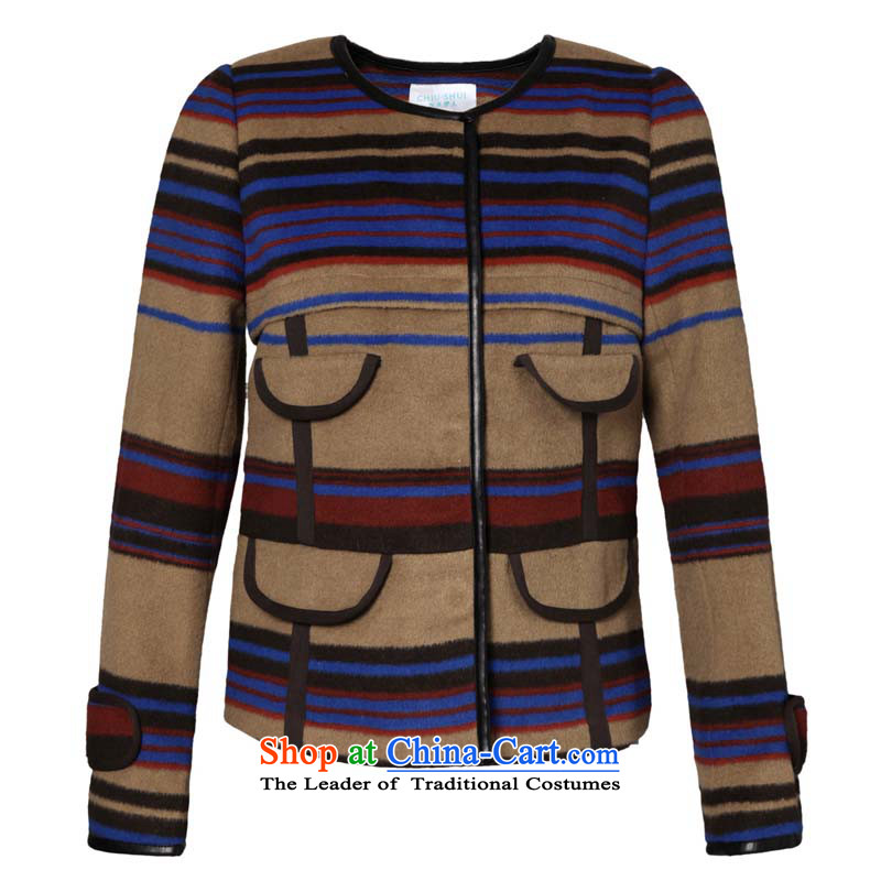 Chaplain who female Stylish retro plane collision-STRIPE OL wind short coats 1342S120041 brown beige 170/XL, chaplain who has been pressed shopping on the Internet