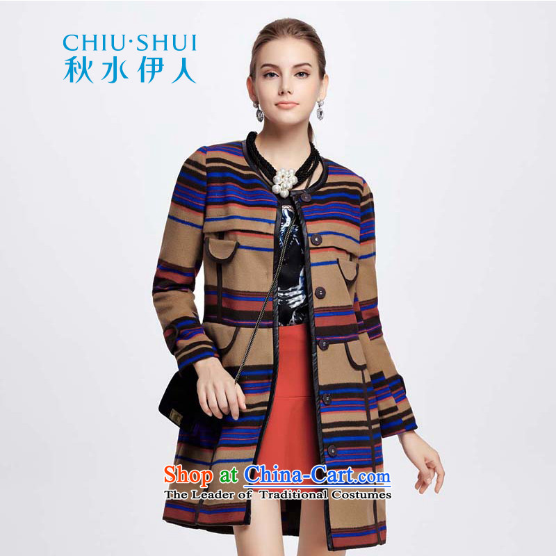 Chaplain who winter clothing new straight-Stylish coat pocket 1342S122062 streaks and false  165_L Beige Brown