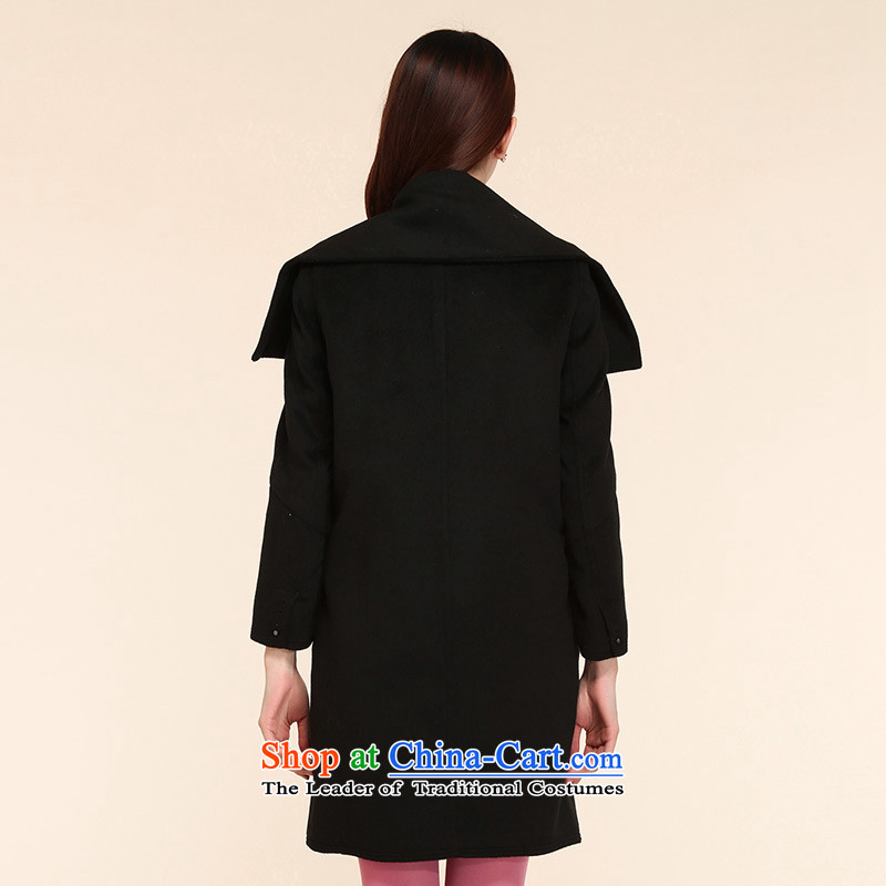Classic three color handsome large roll collar preferred gross?-video thin loose in a long coat female black L/165/88a, three color , , , shopping on the Internet