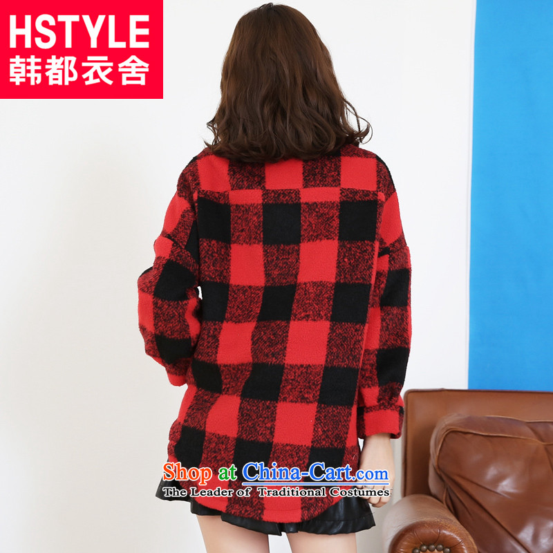 Long-sleeved loose grating gross red jacket , Korea will have Yi (HSTYLE) , , , shopping on the Internet