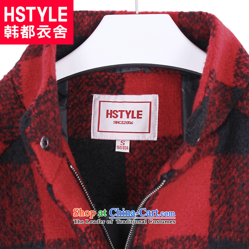 Long-sleeved loose grating gross red jacket , L, Korea will have Yi (HSTYLE) , , , shopping on the Internet
