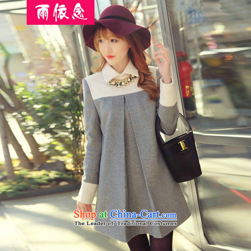 In accordance with the concept of rain 2015 winter new Korean version of large numbers of ladies loose stamp in long long-sleeved dresses 8823 map color according to the concept of rain XL, , , , shopping on the Internet
