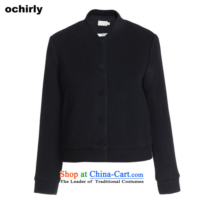 The new Europe, ochirly female Western Pure Color loose baseball services? jacket 1143344060 wool M(165/88a), 090 Europe, the black (ochirly) , , , shopping on the Internet