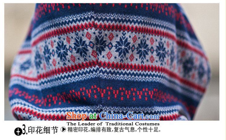 Morning to 2015 autumn and winter winds New Europe and the Code women knocked-color printing with cap sweater thick MM tread stitching posted bags long long-sleeve sweater Blue M for 90-110 catty picture, prices, brand platters! The elections are supplied in the national character of distribution, so action, buy now enjoy more preferential! As soon as possible.