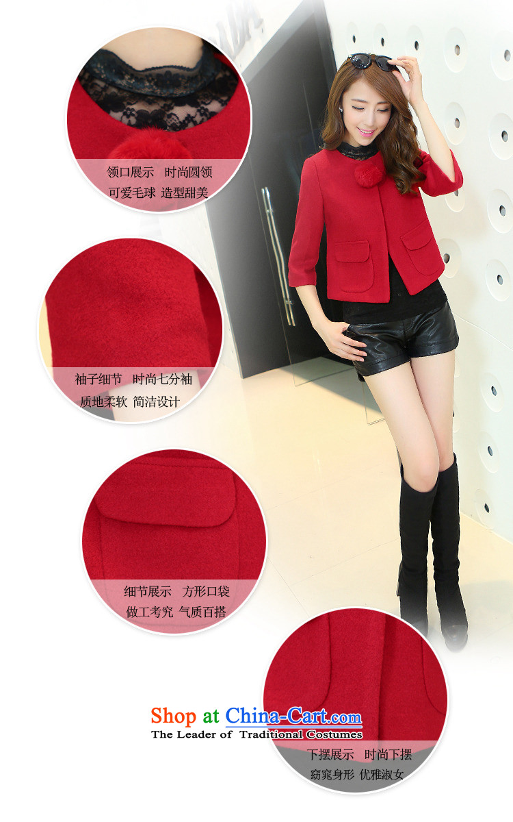 The world of Kam Yuet 2015 autumn and winter load new women's sweet gentlewoman temperament Korean thin 7 Graphics Sau San Cuff pocket short of lovely washable wool a large red jacket L picture, prices, brand platters! The elections are supplied in the national character of distribution, so action, buy now enjoy more preferential! As soon as possible.