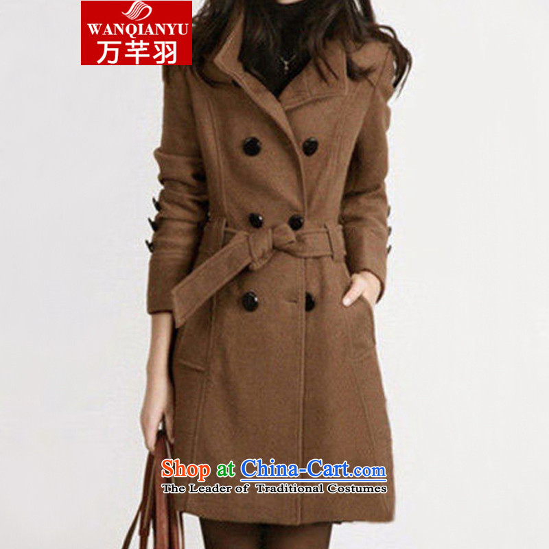The Constitution of 2015 autumn and winter feathers new Korean women to cloak gross?   in the Code long thin hair? jacket video female MN07 Brown , L, 000 Yu (wanqianyu constitution) , , , shopping on the Internet