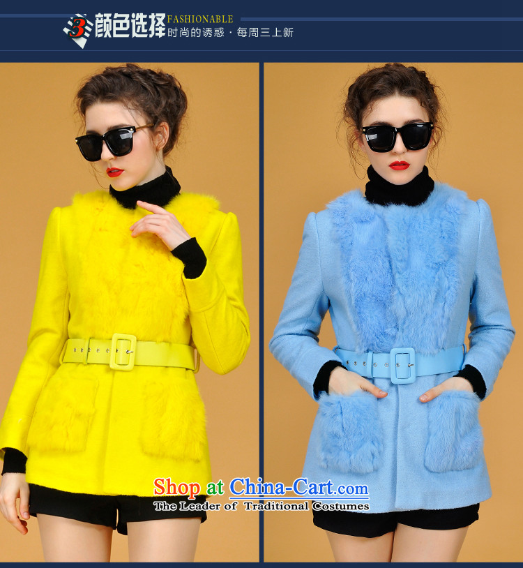 The Korean version of the OSCE rabbit hair in the stitching long wool? N4020 Yellow S picture jacket, prices, brand platters! The elections are supplied in the national character of distribution, so action, buy now enjoy more preferential! As soon as possible.