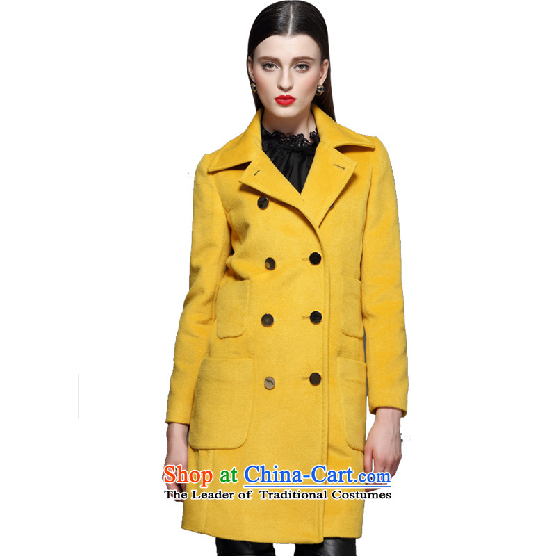 Marguerite Hsichih maxchic 2015 autumn and winter new women's suit for double-wool coat in the long hair? 13572 13562 Female coats yellow , L, Princess (maxchic Hsichih shopping on the Internet has been pressed.)