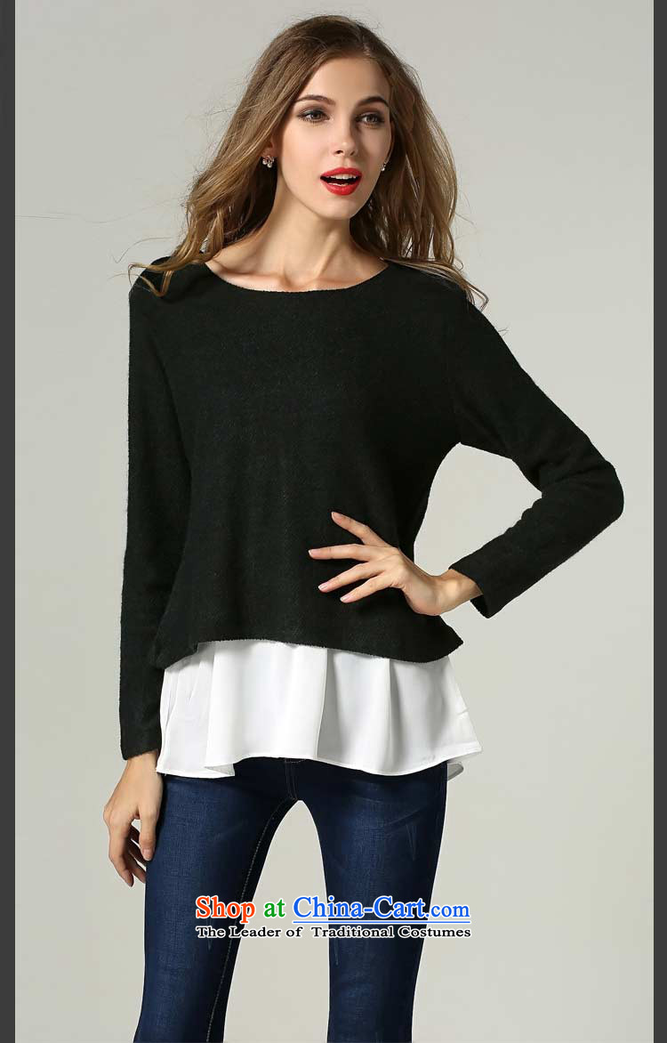 The Ni dream new) Autumn 2015 Europe to increase women's code thick mm leave two stitching forming the liberal knitwear T-shirt s206 black XXL picture, prices, brand platters! The elections are supplied in the national character of distribution, so action, buy now enjoy more preferential! As soon as possible.