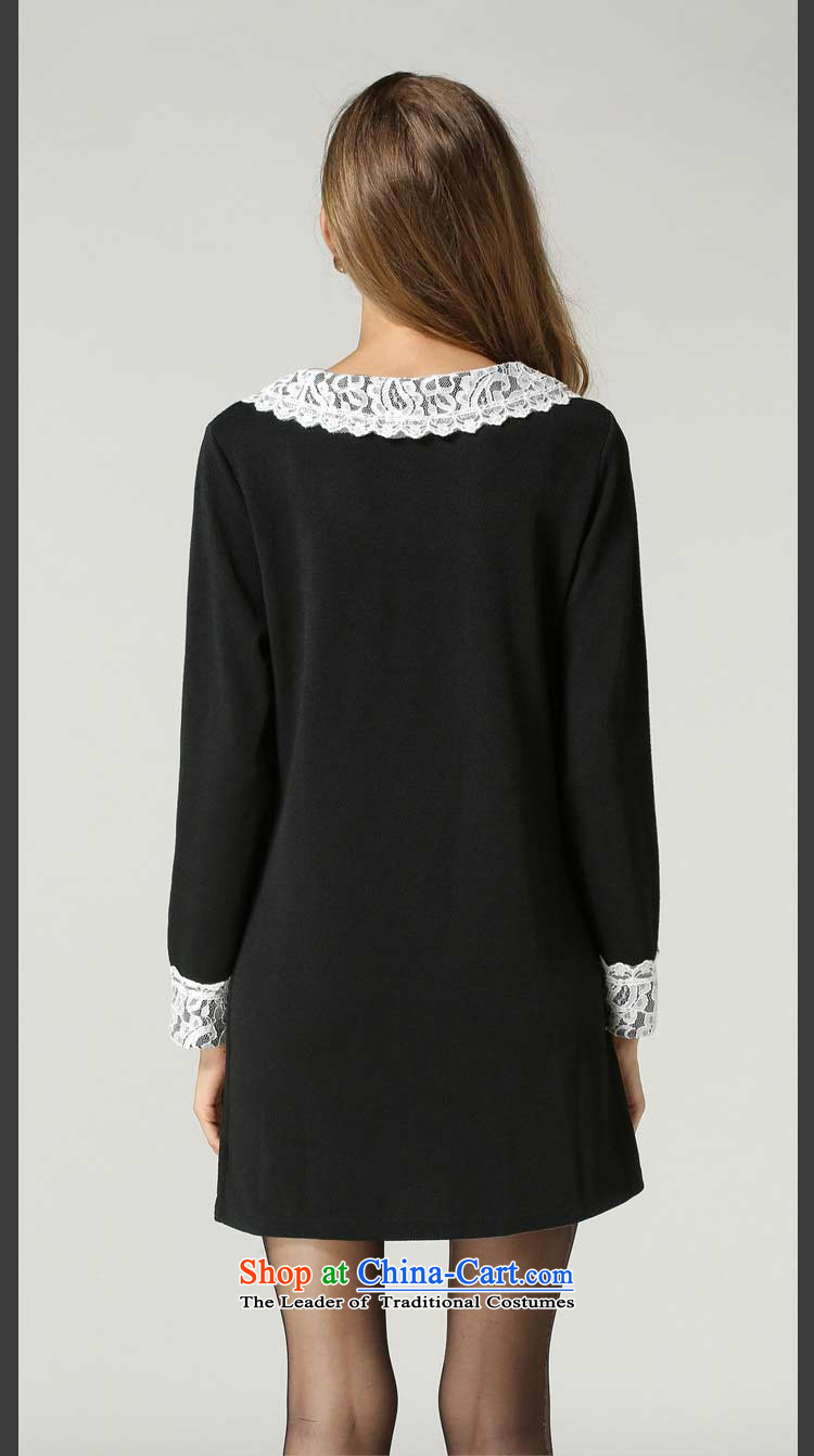 The Ni dream new) Autumn 2015 Europe to increase women's code thick mm temperament sweet lace collar loose video thin long-sleeved dresses s209 Black XL Photo, prices, brand platters! The elections are supplied in the national character of distribution, so action, buy now enjoy more preferential! As soon as possible.
