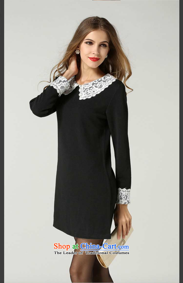 The Ni dream new) Autumn 2015 Europe to increase women's code thick mm temperament sweet lace collar loose video thin long-sleeved dresses s209 Black XL Photo, prices, brand platters! The elections are supplied in the national character of distribution, so action, buy now enjoy more preferential! As soon as possible.