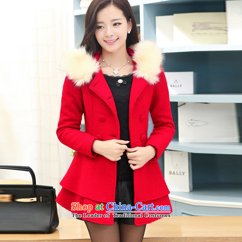 The United States welcomes the ya   2015 autumn and winter female Korean fashion, with long hair for Lotus is gross jacket coat JTYL9971? , L, the United States welcomes the Jacob Red (meixinya) , , , shopping on the Internet