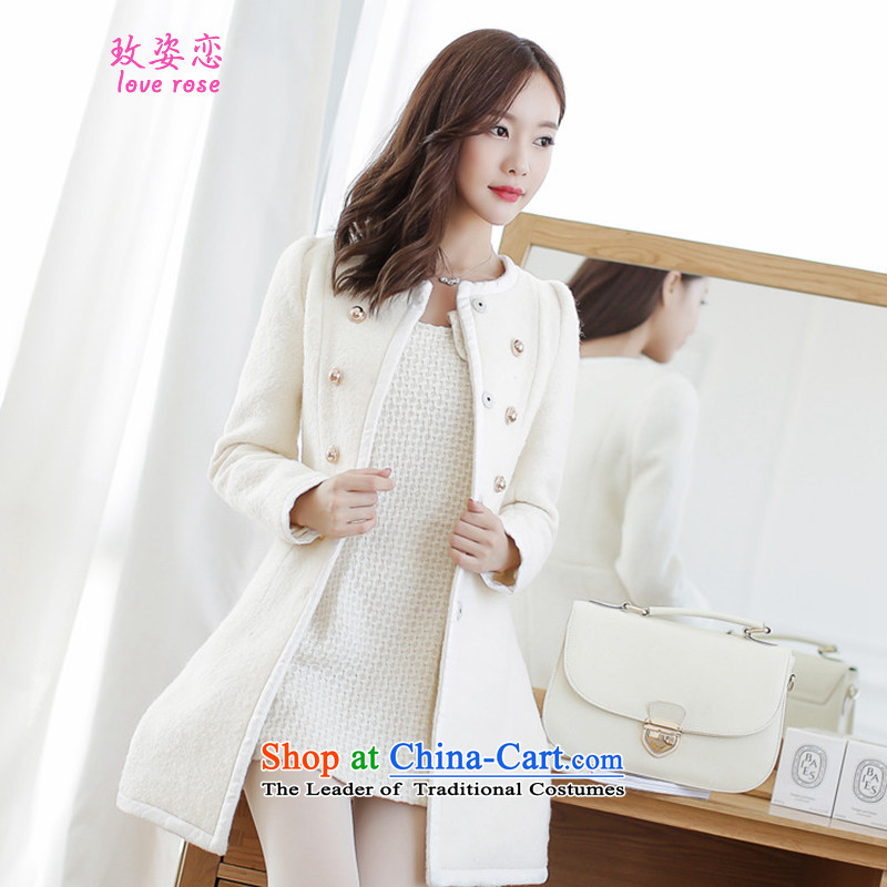 In 2014 Winter Land position on the new girls jacket coat Korean version of this autumn and winter coats in replacing gross? long hair for Sau San woolen coat female white overcoat so gross XL, Gigi Lai land has been pressed in the Online Shopping