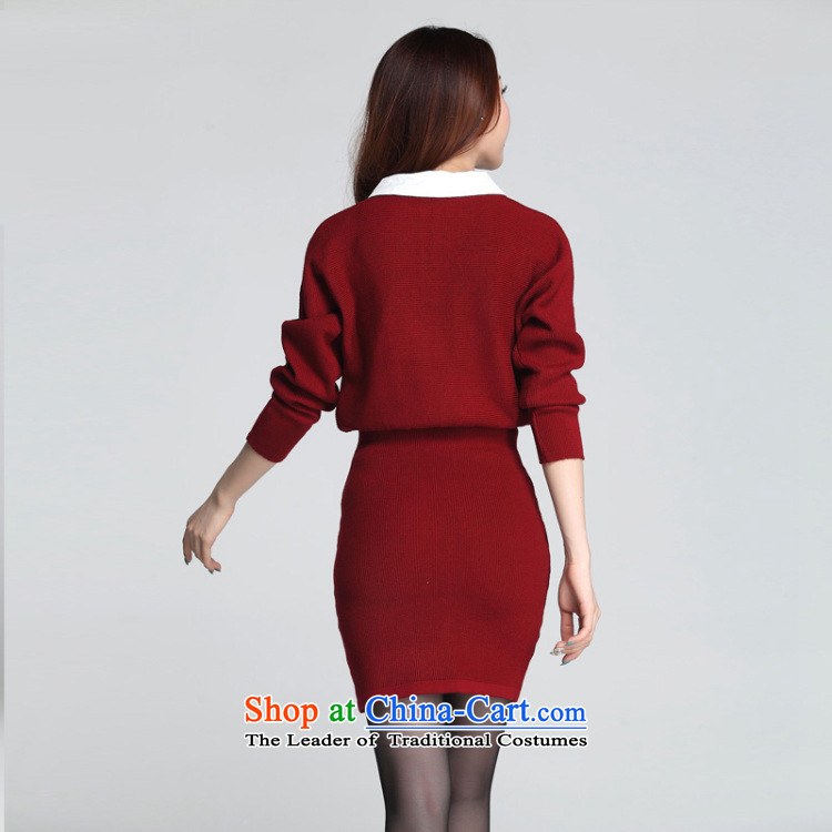 C.o.d. plus hypertrophy Code women's dresses 2015 Fall/Winter Collections of the new Europe and the elegance of the bat long-sleeved sweater lapel package and skirt thick Mei skirt around 125-145 red XL catty picture, prices, brand platters! The elections are supplied in the national character of distribution, so action, buy now enjoy more preferential! As soon as possible.