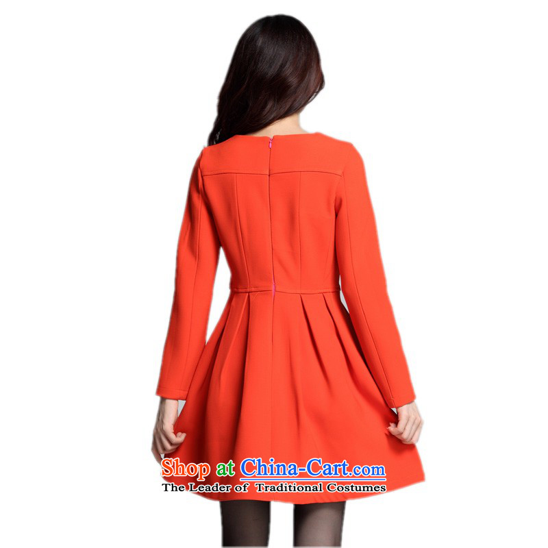 C.o.d. Package Mail xl female orange dress 2015 New Fall/Winter Collections OL ladies wear long-sleeved so gross temperament skirt wild short skirt orange XXL 135-150 around 922.747, land is of Yi , , , shopping on the Internet