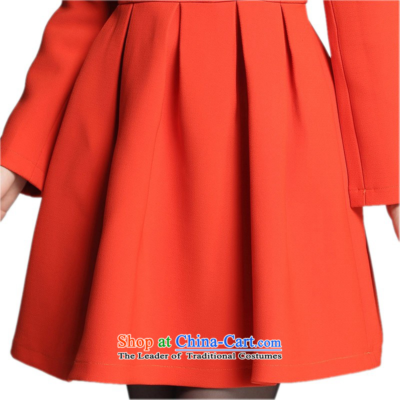 C.o.d. Package Mail xl female orange dress 2015 New Fall/Winter Collections OL ladies wear long-sleeved so gross temperament skirt wild short skirt orange XXL 135-150 around 922.747, land is of Yi , , , shopping on the Internet