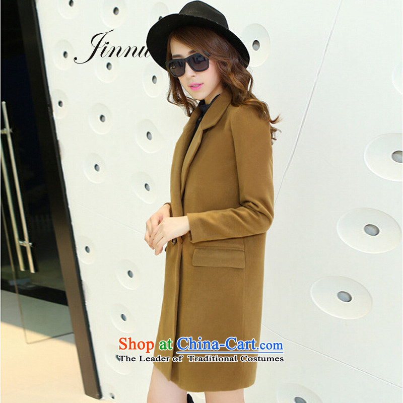 The world of Kam Yuet autumn and winter, Sau San long in thin graphics with stars temperament is elegant and modern handsome maximum version han bum gross a wool coat wind jacket khaki M Kam World of Yue , , , shopping on the Internet