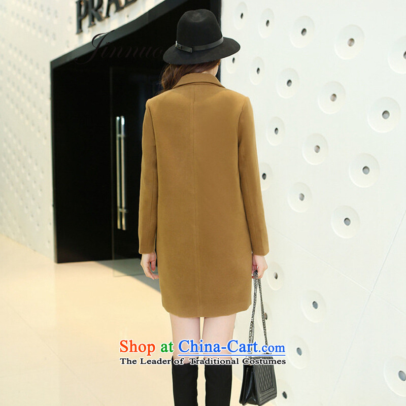 The world of Kam Yuet autumn and winter, Sau San long in thin graphics with stars temperament is elegant and modern handsome maximum version han bum gross a wool coat wind jacket khaki M Kam World of Yue , , , shopping on the Internet