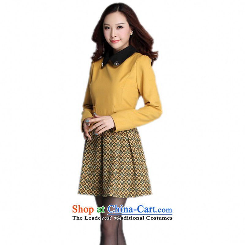C.o.d. Package Mail thick mm xl dresses 2015 Fall/Winter Collections of the new Korean lapel stitching long-sleeved gross skirt commuting? forming the OL skirt orange 4XL 180 around 922.747, land is of Yi , , , shopping on the Internet
