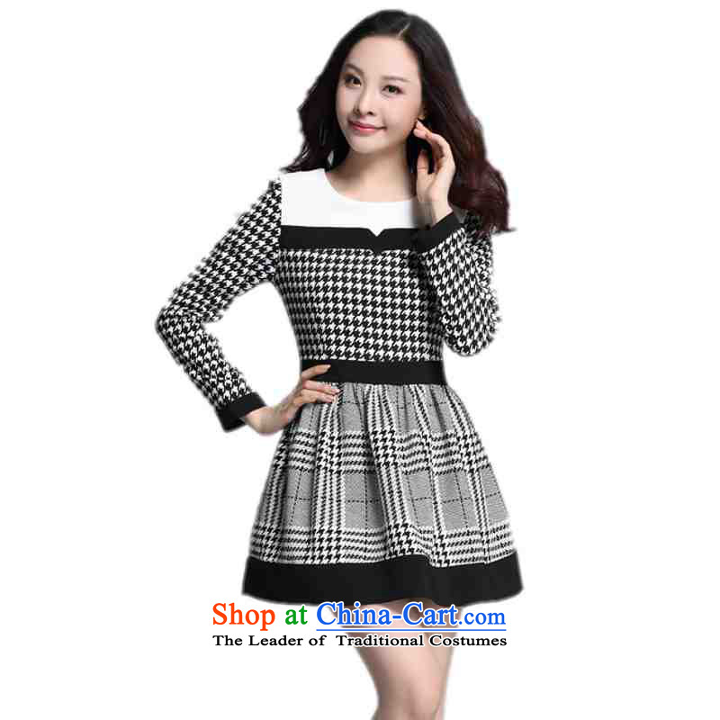 C.o.d. Package Mail WESTERN ELEGANCE vocational Sau San dresses XL Lady Bird of thousands of long-sleeved stamp Foutune of short skirts, forming the autumn and winter skirt thick black skirt?3XL girl?about 155-170 catty