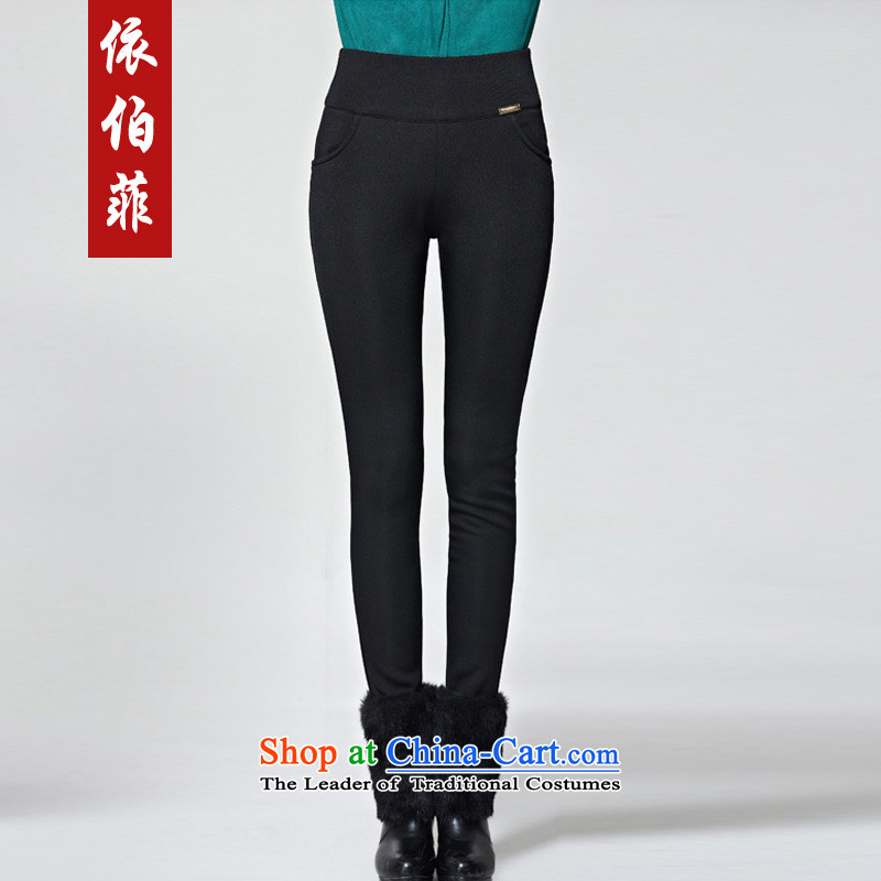In accordance with the 2014 Winter new Korean Top Loin of large graphics thin plus lint-free thick outer side forming the castor trousers press black 5XL, Y280 girl in accordance with perfect (yibofei) , , , shopping on the Internet